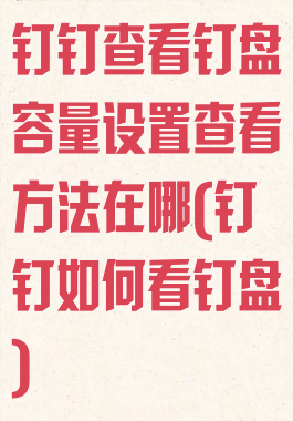 钉钉查看钉盘容量设置查看方法在哪(钉钉如何看钉盘)