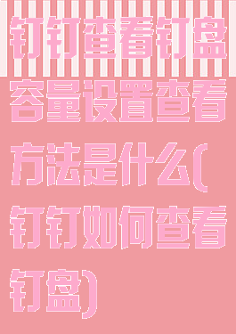 钉钉查看钉盘容量设置查看方法是什么(钉钉如何查看钉盘)