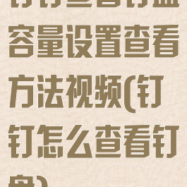 钉钉查看钉盘容量设置查看方法视频(钉钉怎么查看钉盘)