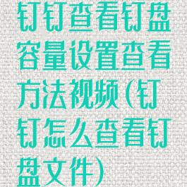 钉钉查看钉盘容量设置查看方法视频(钉钉怎么查看钉盘文件)
