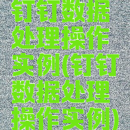 钉钉数据处理操作实例(钉钉数据处理操作实例)