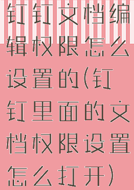 钉钉文档编辑权限怎么设置的(钉钉里面的文档权限设置怎么打开)