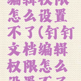 钉钉文档编辑权限怎么设置不了(钉钉文档编辑权限怎么设置不了文件)