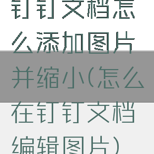 钉钉文档怎么添加图片并缩小(怎么在钉钉文档编辑图片)