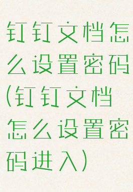 钉钉文档怎么设置密码(钉钉文档怎么设置密码进入)