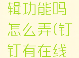 钉钉有文件在线编辑功能吗怎么弄(钉钉有在线文档功能吗)