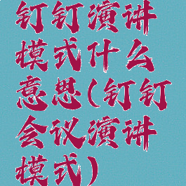 钉钉演讲模式什么意思(钉钉会议演讲模式)