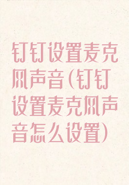 钉钉设置麦克风声音(钉钉设置麦克风声音怎么设置)