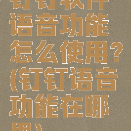 钉钉软件语音功能怎么使用?(钉钉语音功能在哪里)