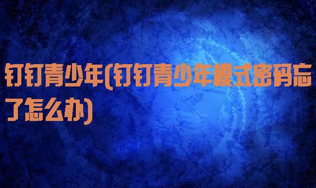 钉钉青少年(钉钉青少年模式密码忘了怎么办)