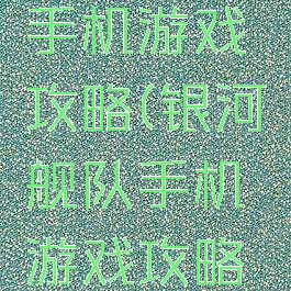 银河舰队手机游戏攻略(银河舰队手机游戏攻略大全)