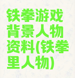 铁拳游戏背景人物资料(铁拳里人物)