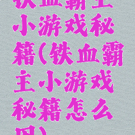 铁血霸主小游戏秘籍(铁血霸主小游戏秘籍怎么用)