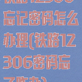 铁路12306忘记密码怎么办理(铁路12306密码忘了咋办)