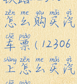 铁路12306怎么购买汽车票(12306上怎么买汽车票)