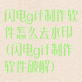 闪电gif制作软件怎么去水印(闪电gif制作软件破解)