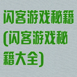 闪客游戏秘籍(闪客游戏秘籍大全)