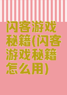 闪客游戏秘籍(闪客游戏秘籍怎么用)