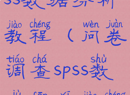 问卷调查spss数据分析教程(问卷调查spss数据分析教程)