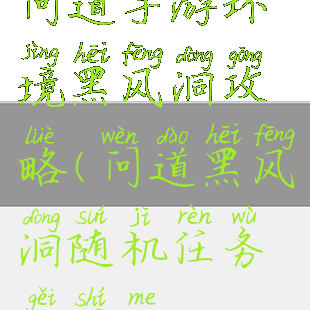 问道手游环境黑风洞攻略(问道黑风洞随机任务给什么)