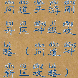 问道手游刚开区冲级攻略(问道冲新区攻略)