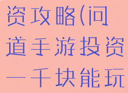 问道手游投资攻略(问道手游投资一千块能玩法吗)