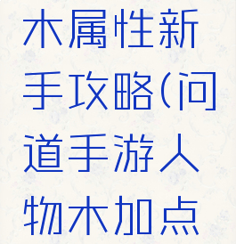问道手游木属性新手攻略(问道手游人物木加点推荐)