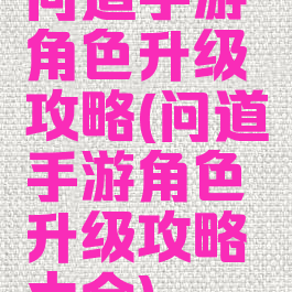 问道手游角色升级攻略(问道手游角色升级攻略大全)