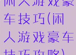 闲人游戏豪车技巧(闲人游戏豪车技巧攻略)