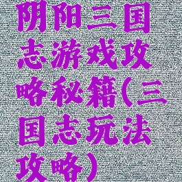 阴阳三国志游戏攻略秘籍(三国志玩法攻略)