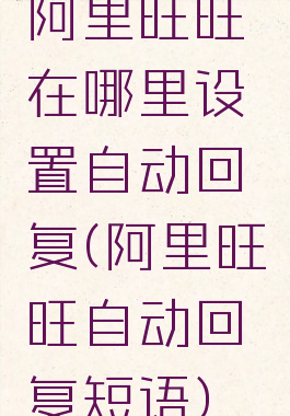 阿里旺旺在哪里设置自动回复(阿里旺旺自动回复短语)