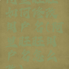 阿里旺旺如何修改用户名(阿里旺旺用户名怎么改)