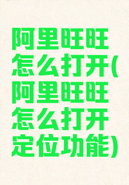 阿里旺旺怎么打开(阿里旺旺怎么打开定位功能)