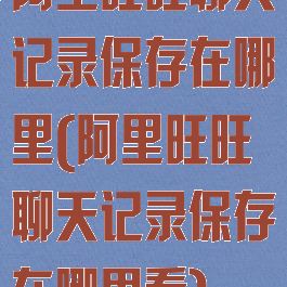 阿里旺旺聊天记录保存在哪里(阿里旺旺聊天记录保存在哪里看)