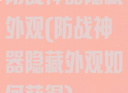 防战神器隐藏外观(防战神器隐藏外观如何获得)