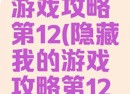 隐藏我的游戏攻略第12(隐藏我的游戏攻略第12关怎么过)