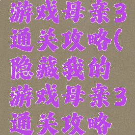 隐藏我的游戏母亲3通关攻略(隐藏我的游戏母亲3通关攻略大全)