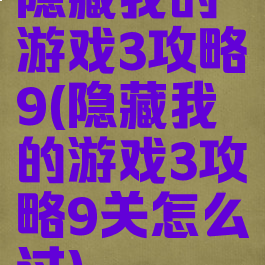 隐藏我的游戏3攻略9(隐藏我的游戏3攻略9关怎么过)