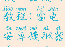 雷电安卓模拟器使用教程(雷电安卓模拟器怎么安装程序)