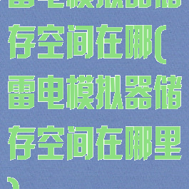 雷电模拟器储存空间在哪(雷电模拟器储存空间在哪里)