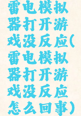 雷电模拟器打开游戏没反应(雷电模拟器打开游戏没反应怎么回事)