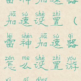 雷神加速器加速设置(雷神加速器怎么设置游戏启动)