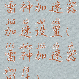 雷神加速器加速设置(雷神加速器用法)