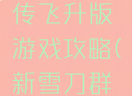 雪刀群侠传飞升版游戏攻略(新雪刀群侠传)