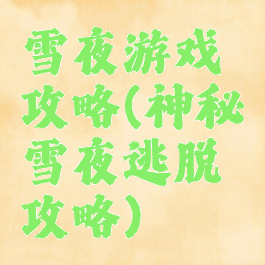雪夜游戏攻略(神秘雪夜逃脱攻略)