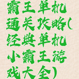 霸王单机通关攻略(经典单机小霸王游戏大全)