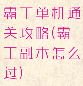 霸王单机通关攻略(霸王副本怎么过)