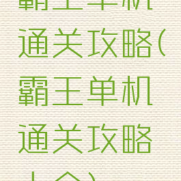 霸王单机通关攻略(霸王单机通关攻略大全)