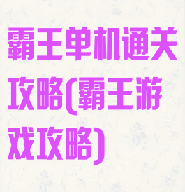 霸王单机通关攻略(霸王游戏攻略)