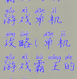 霸王大陆游戏单机攻略(单机游戏霸王的大陆)